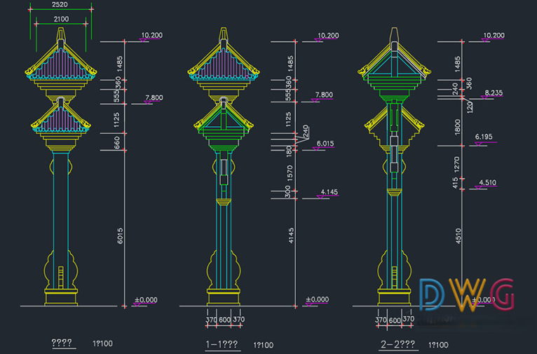 دانلود فایل اتوکد سازه ستون معماری باستانی DWG برای AutoCAD | Ancient Architecture Column Structure Autocad Drawing